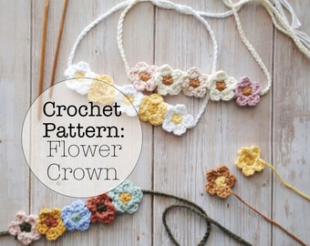 FLOWER CROWN PATTERN- Crochet Headband Flower Crown Pattern for Baby Girl Kid's Women