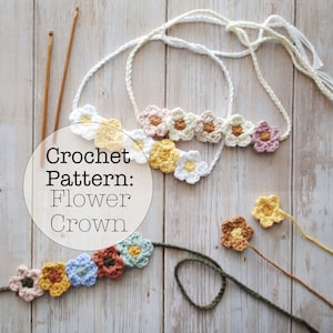 FLOWER CROWN PATTERN- Crochet Headband Flower Crown Pattern for Baby Girl Kid's Women