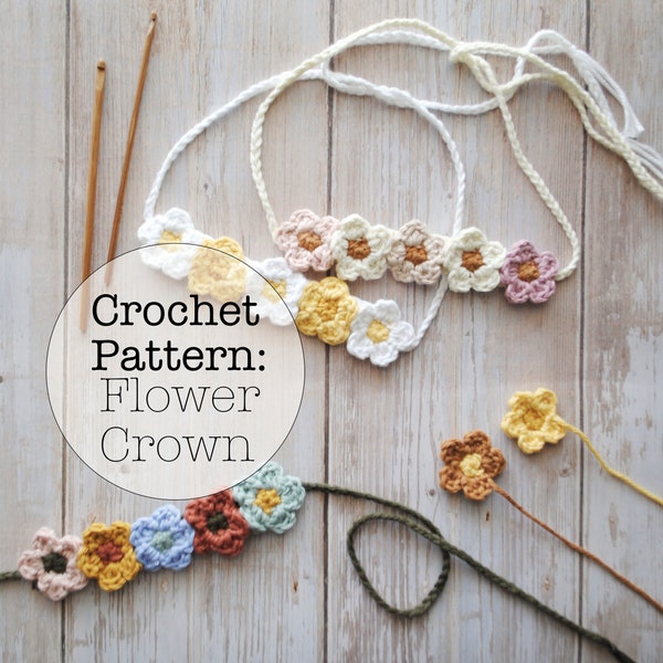 FLOWER CROWN PATTERN- Crochet Headband Flower Crown Pattern for Baby Girl Kid's Women