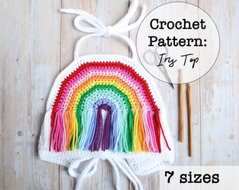 Crochet pattern rainbow crop top for baby toddler girl