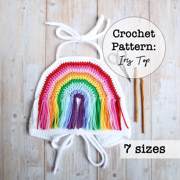 Crochet pattern rainbow crop top for baby toddler girl