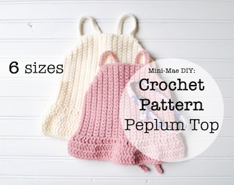 Crochet Peplum Style Top Pattern Medium Weight Yarn (PDF Download)