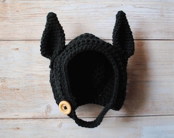 Crochet Baby Bat Bonnet: Newborn Halloween Costume with Ears
