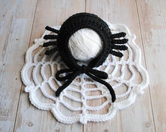 Halloween Spider Web Baby Costume Hat Bonnet Newborn Photography Set