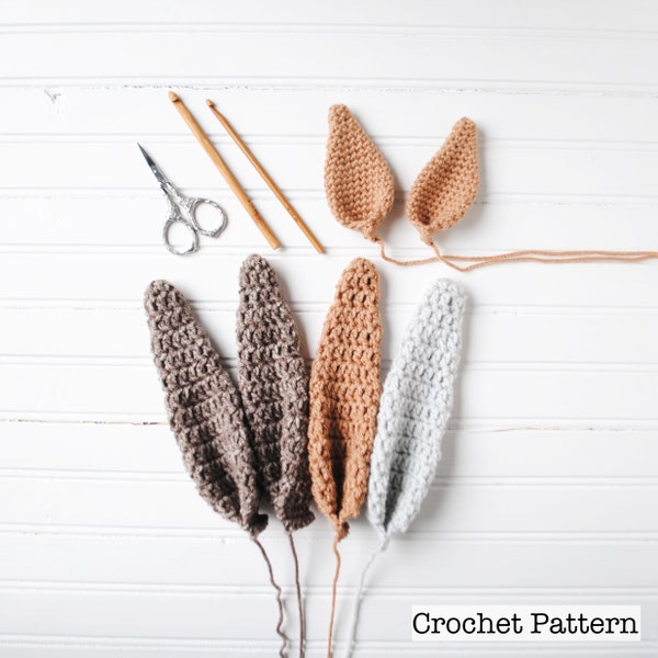 Crochet pattern bunny ears sew on baby bonnets hats