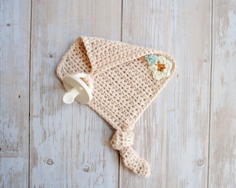 Pacifier Holder Lovey Crochet Knit for Newborn Announcement, Baby, Toddler, Baby Shower Gift