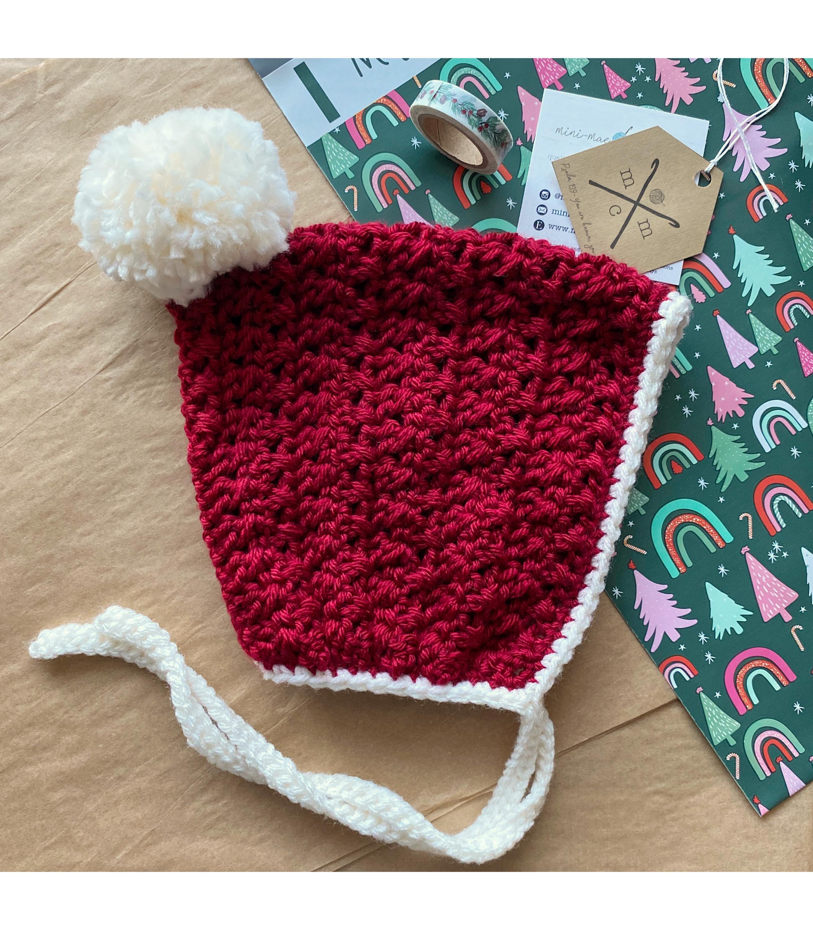 Red Crochet Bonnet with Gold Lurex - Handmade Mohair and Acrylic Swipe left to see some details of my crochet bonnet  main image 2