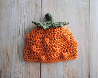 Crochet Baby Pumpkin Hat: Newborn to Toddler Halloween Costume
