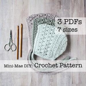 DELLA BONNET PATTERN/ Crochet Pattern, Crochet Bonnet Pattern, Baby Bonnet Pattern, Crochet Baby Bonnet Pattern, Crochet Baby Hat Pattern