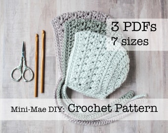 DELLA BONNET PATTERN/ Crochet Pattern, Crochet Bonnet Pattern, Baby Bonnet Pattern, Crochet Baby Bonnet Pattern, Crochet Baby Hat Pattern