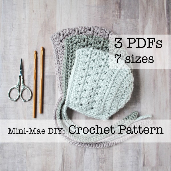 DELLA BONNET PATTERN/ Crochet Pattern, Crochet Bonnet Pattern, Baby Bonnet Pattern, Crochet Baby Bonnet Pattern, Crochet Baby Hat Pattern