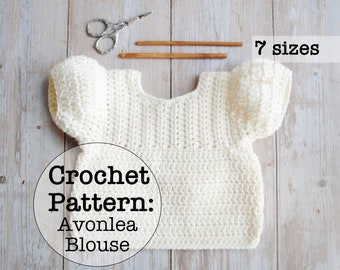 Patrón de blusa abullonada para bebé a crochet con hilo de grosor medio (descarga en PDF)