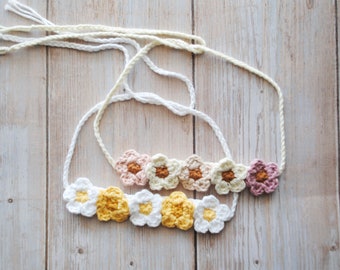 Crochet Knit Flower Daisy Crown for Baby, Toddler, Girls Photography Sessions or Groovy Party Birthdays