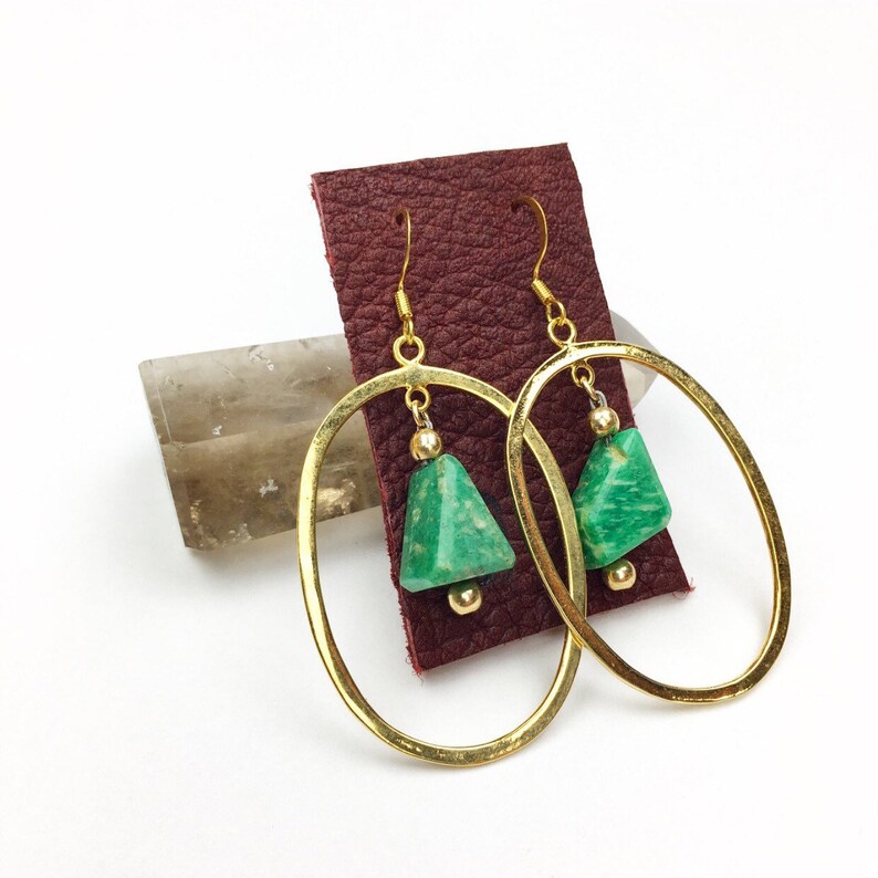 Amazonite 18k Gold Vermeil Hoop Earrings