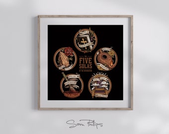 SAM PHILLIPS. Five Solas of the Reformation - Black (Digital Print)