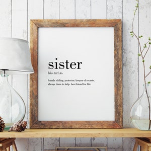 Sister Definition Printable Modern Print Minimal Print Wall Decor Sister Print Sister Type Poster PRINTABLE INSTANT DOWNLOAD image 1