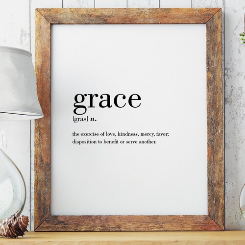 Grace Definition Print Wall Art Print Wall Art Minimal Etsy