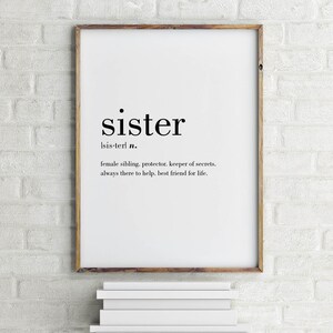 Sister Definition Printable Modern Print Minimal Print Wall Decor Sister Print Sister Type Poster PRINTABLE INSTANT DOWNLOAD image 2