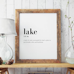 Lake Definition Print | Housewarming Gift | Wall Art Print | Wall Art | Minimal Print | Home | Modern Print | Type Poster | INSTANT DOWNLOAD