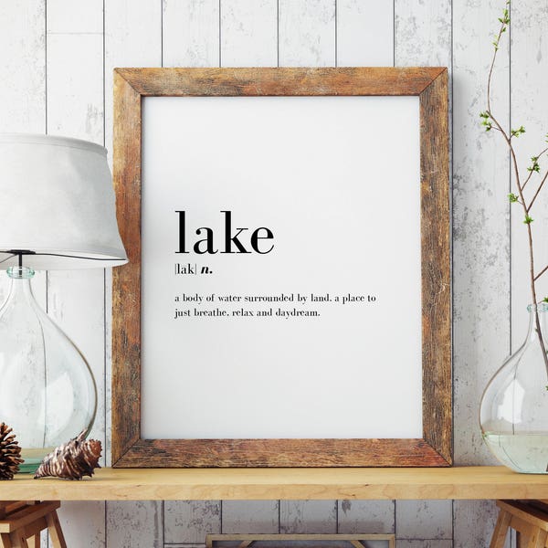 Lake Definition Print | Housewarming Gift | Wall Art Print | Wall Art | Minimal Print | Home | Modern Print | Type Poster | INSTANT DOWNLOAD