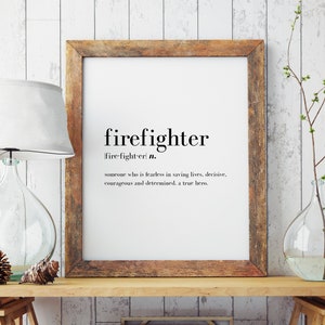 Firefighter Definition Print | Minimal Print | Firefighter Print | Modern Print | Firefighter Gift | Type Poster | INSTANT DOWNLOAD