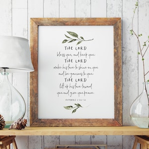 The Lord Bless You and Keep You | Bible Verse | Numbers 6:24-26 Verse | Christian Home Decor | Scripture Print | INSTANT DOWNLOAD #SP35