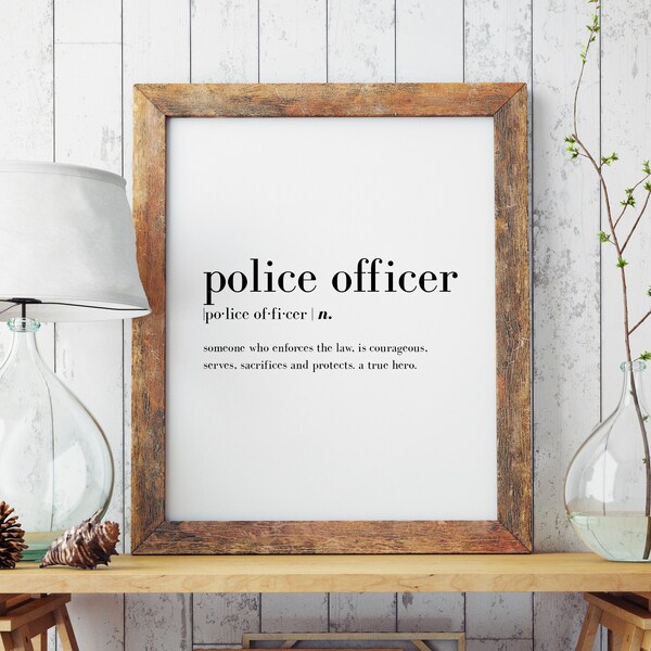 Police Officer Definition Print | Minimal Print | Police Officer Print | Modern Print | Police Officer Gift | Type Poster | INSTANT DOWNLOAD