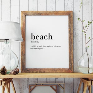 Beach Definition Print | Beach Digital Download | Beach | Wall Art | Minimal Print | Home | Printable | Type Poster | INSTANT DOWNLOAD