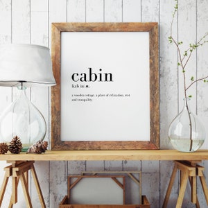 Cabin Definition Print | Cabin Digital Download | Cabin | Wall Art | Minimal Print | Home | Printable | Type Poster | INSTANT DOWNLOAD