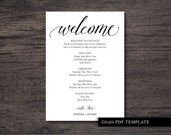 wedding itinerary etsy