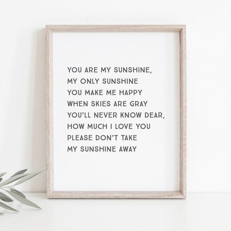 You Are My Sunshine Wall Art Printable You Are My Sunshine Etsy