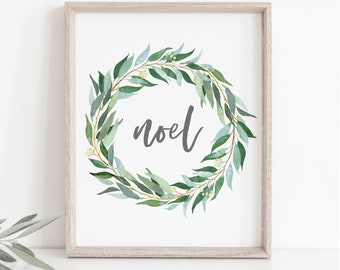 Noel | 8 x 10 Noel Printable | Holiday Printable | Noel Wreath | Noel | Christmas Printable | Digital File | INSTANT DOWNLOAD