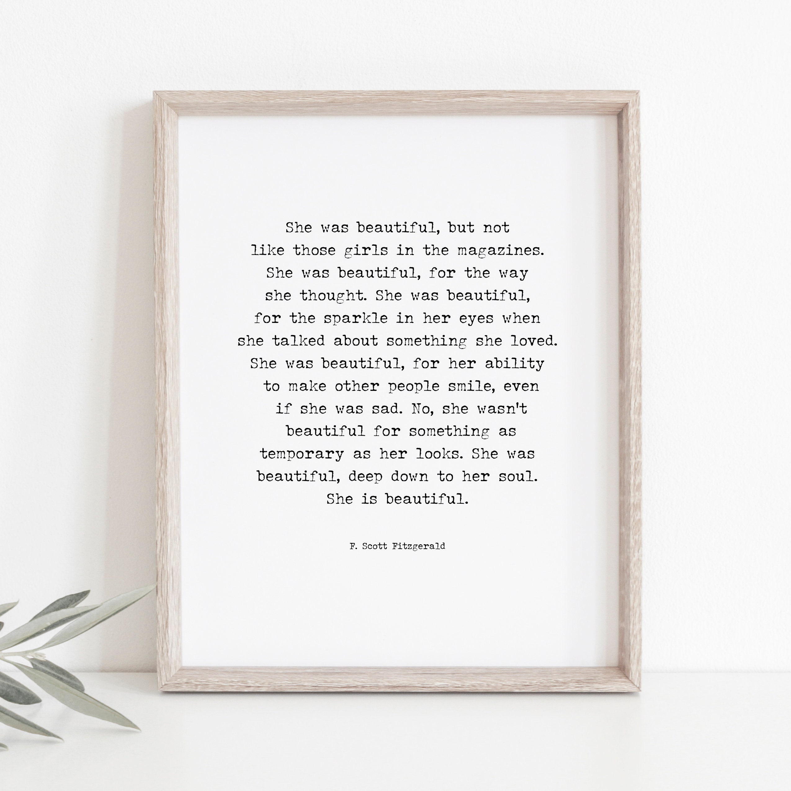 F. Scott Fitzgerald Quote She was Beautiful Quote She is | Etsy