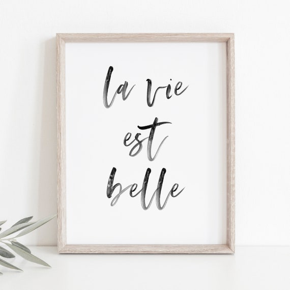 La Vie Est Belle French Quote Life Is Beautiful French Etsy