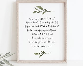 And We Urge You Brothers Admonish the Idle| Scripture Printable | 1 Thessalonians 5:14-17 | Scripture Verse | Bible Verse | INSTANT DOWNLOAD