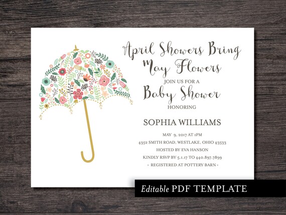 april showers baby shower invitations