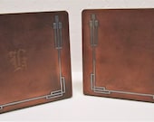 Heintz Sterling on Bronze Mission Arts Crafts Era 1912 Vintage Pair Bookends