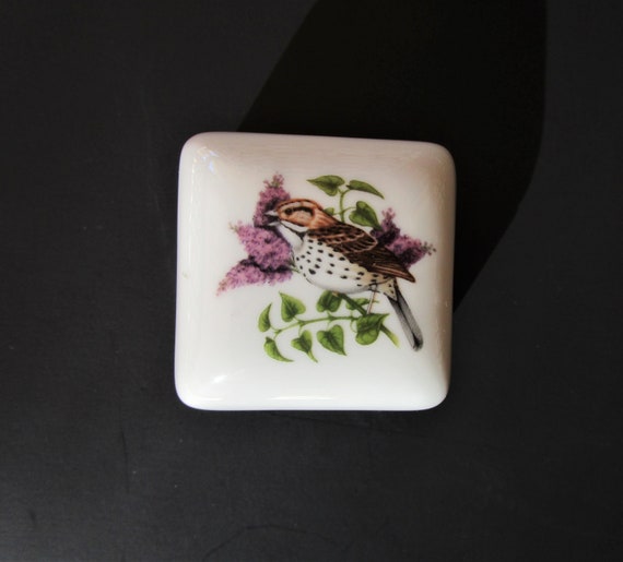 Limoges Porcelain Trinket Box Springtime Sparrow … - image 4