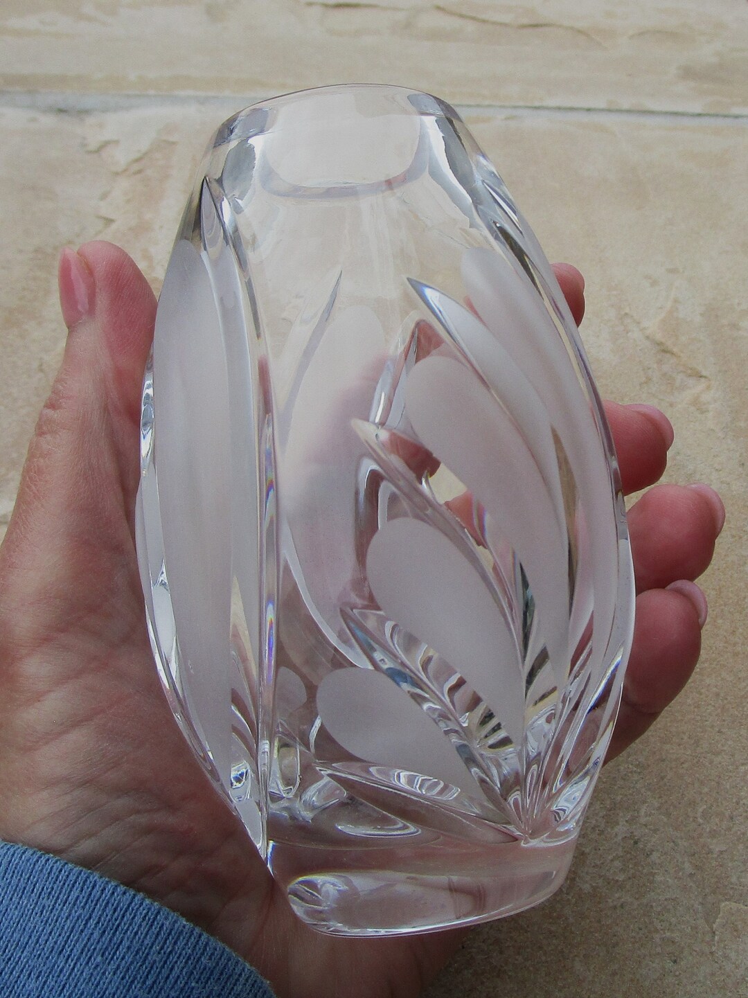 Marquis by Waterford Crystal Bud Vase Coventry Leaf Pattern Circa 1980s