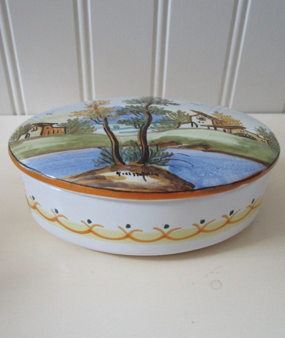 Italian Dipinto A Mano Porcelain Hand Painted Cove