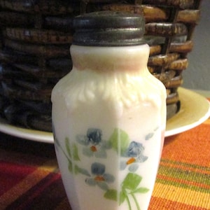 Victorian Era  Antique Milk Glass Hand Painted Shaker circa 1910