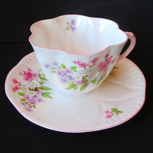 Vintage Shelley England Bone China Stocks 13428 Dainty Shape Cup and Saucer Set Free Shipping Free Shipping
