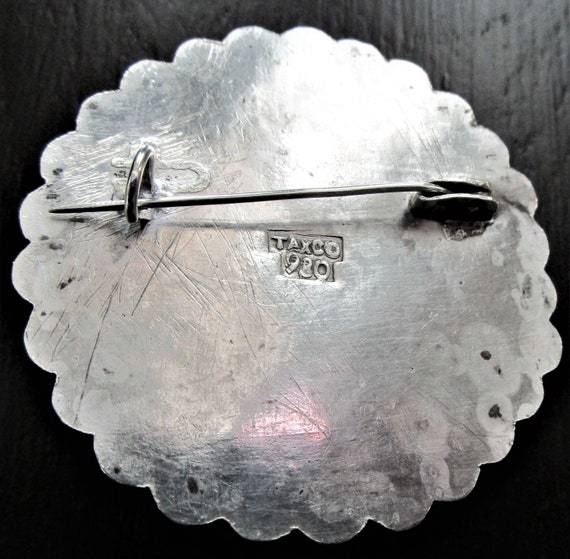 Taxco 980 Silver Antique Handmade Brooch Circa 19… - image 3