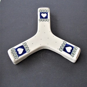 Polish Pottery Y Shaped Trivet with Hearts Boleslawiec CA 873 vintage 90s