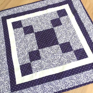 Purple Quilted Table Topper: Handmade 20” square Patchwork Centerpiece