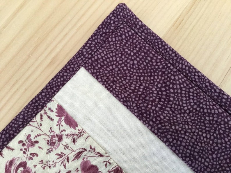 Burgundy Quilted Placemats Set of 4 Handmade Patchwork Maroon Etsy