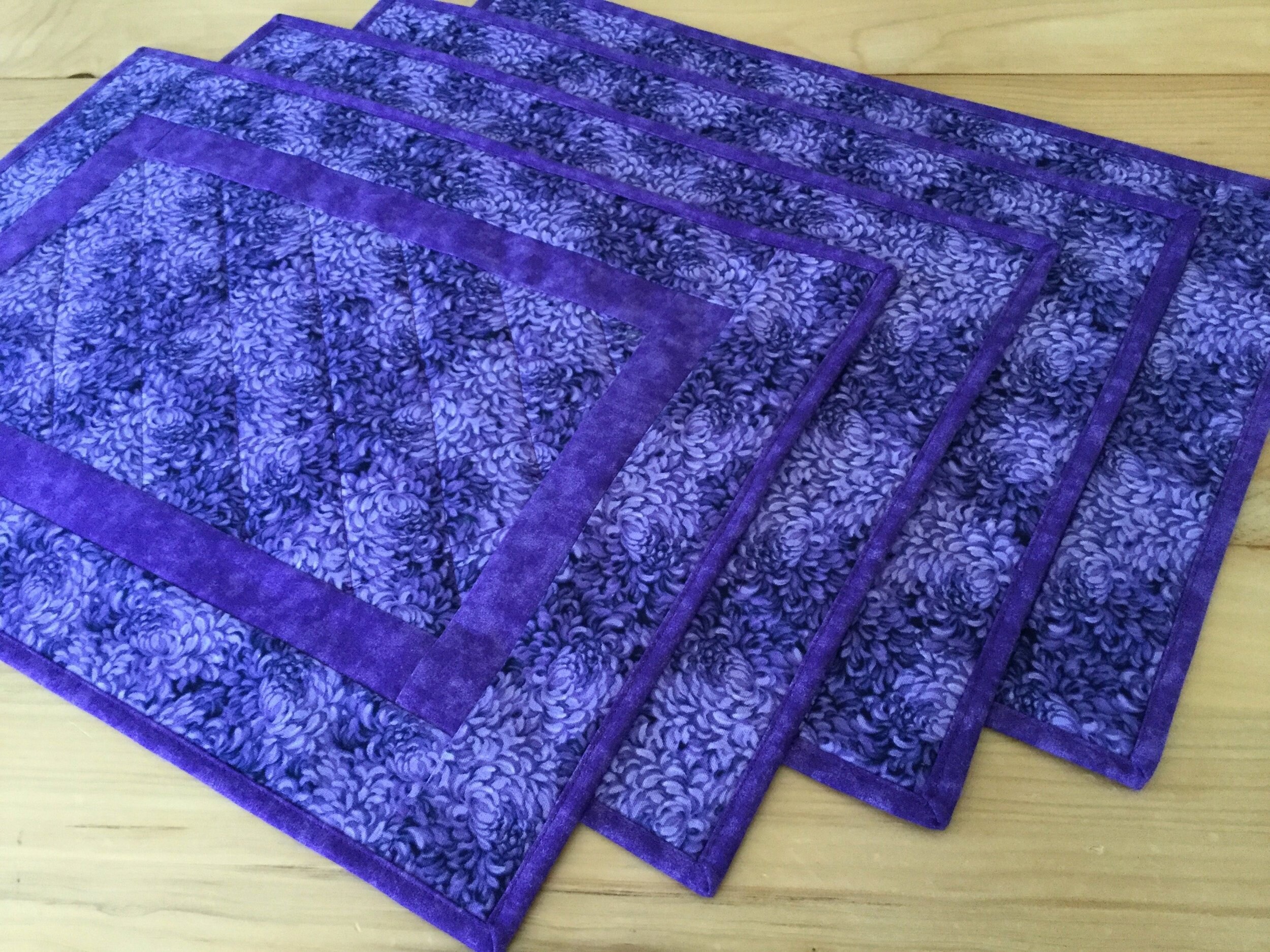 Quilted Purple Placemats Set of 4 Purple Handmade Patchwork Etsy