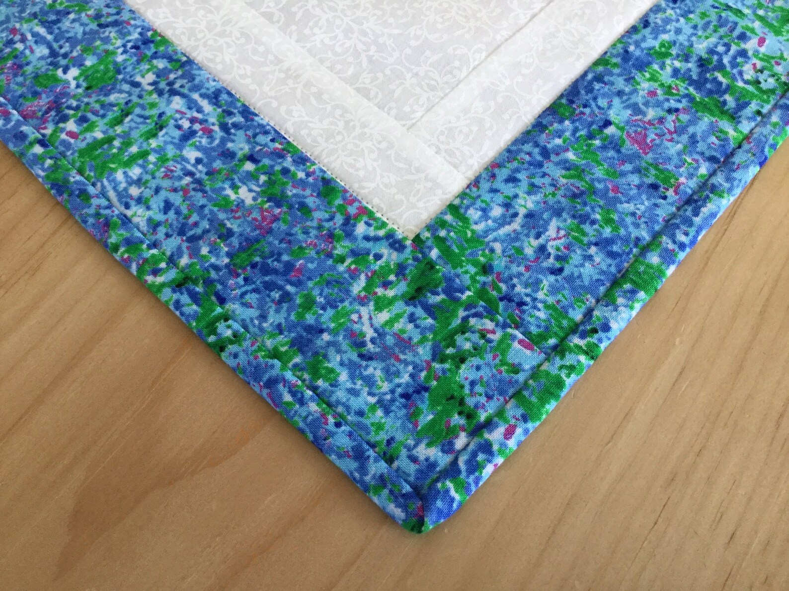 Quilted Blue 26 Table Runner Handmade Rectangle Blue and Etsy