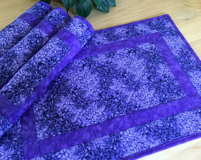 Quilted Purple Placemats Set of 4 Purple Handmade Patchwork Etsy