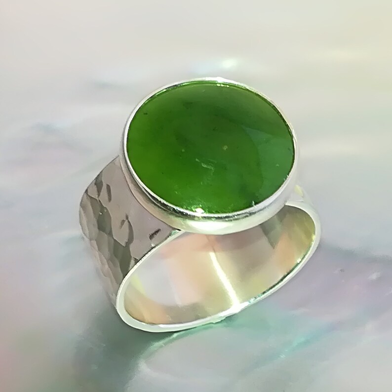 NZ Greenstone Jade Textured Ring Made in New Zealand Size | Etsy